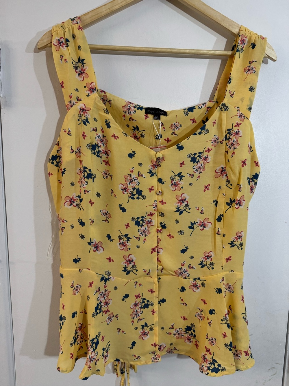 Zenobia Yellow Floral Button-Front Camisole
